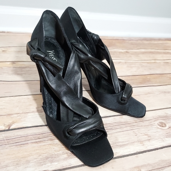 Yves Saint Laurent Rive Gauche black peep toe heels 36.5 - Picture 16 of 16